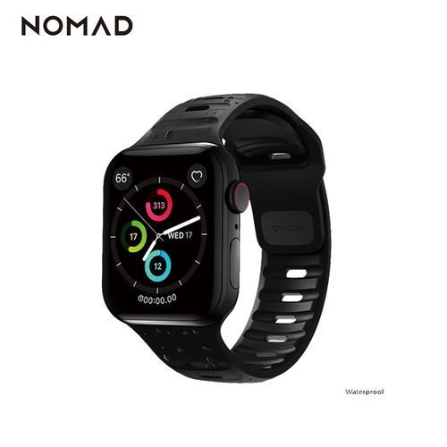 NOMAD Apple Watch 專用運動風FKM橡膠錶帶-黑42/44/45/49mm - Hami品牌館
